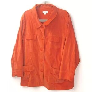 Y2k Denim Co Cargo Shacket Shirt Jacket Woman Plus 3X  Chore Barn Burnt Orange